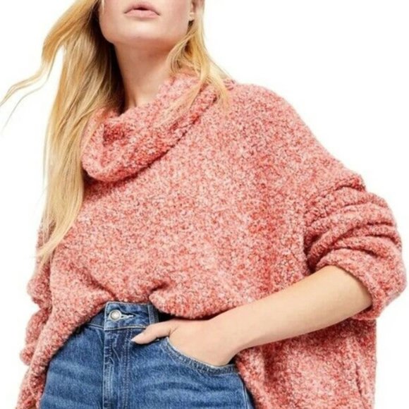 SOLD Free People BFF Cowl Neck Pullover Sweater in Scarlet Flame NWT - Picture 3 of 11